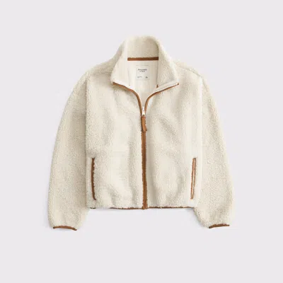 Abercrombie & Fitch Sherpa Full-zip Jacket In Brown