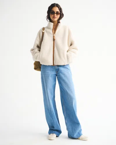 Abercrombie & Fitch Sherpa Full-zip Jacket In Brown