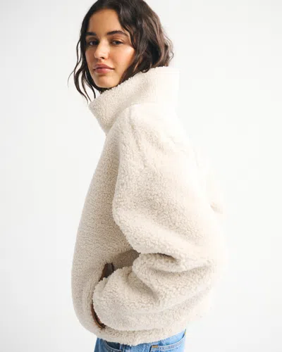 Abercrombie & Fitch Sherpa Full-zip Jacket In Brown