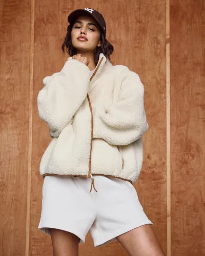 Abercrombie & Fitch Sherpa Full-zip Jacket In Brown