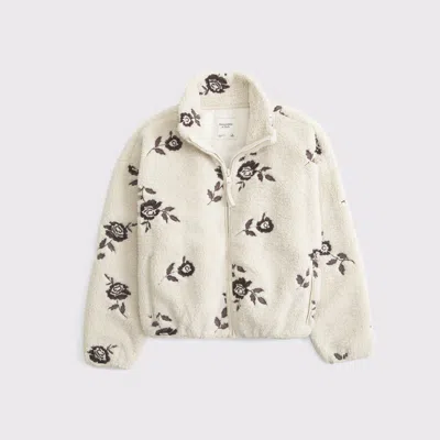 Abercrombie & Fitch Sherpa Full-zip Jacket In White