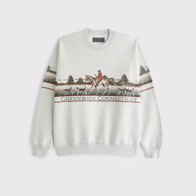 Abercrombie & Fitch Countryside Graphic Crew Sweatshirt In White