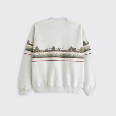 Abercrombie & Fitch Countryside Graphic Crew Sweatshirt In White