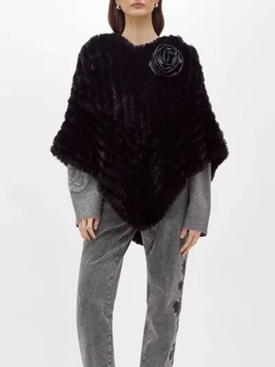 Blugirl Artificial Fur Patch Cape In Black