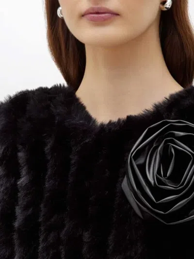 Blugirl Artificial Fur Patch Cape In Black