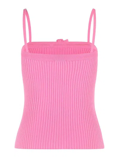 Courrèges Buckle Tank Top In Pink Viscose Blend In Purple