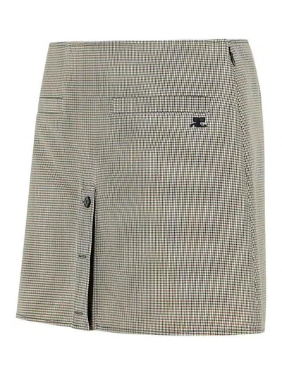 Courrèges Courreges Beige Wool Blend Miniskirt Women In Gray