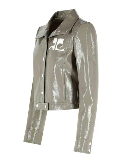 Courrèges Reedition Grey Cotton Blend Jacket In Neutral