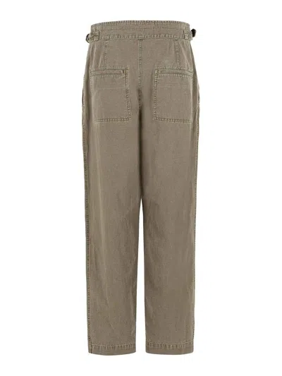 Isabel Marant Neriah Brown Cotton And Linen Pants In Brown