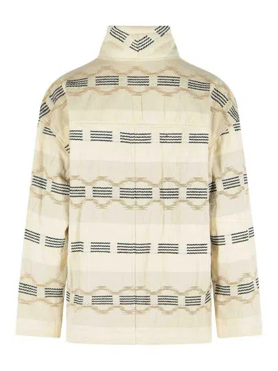 Isabel Marant Quayla Beige Cotton Blend Jacket In Animal Print