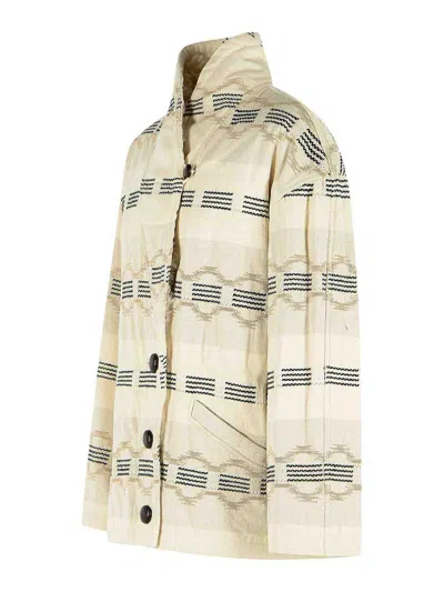 Isabel Marant Quayla Beige Cotton Blend Jacket In Animal Print