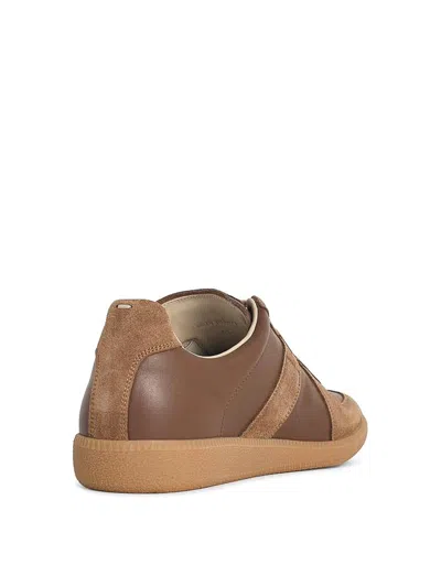 Maison Margiela Brown Suede Panel Low-top Sneakers In Brown