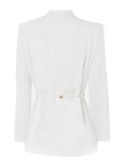 Pinko Shiny Satin Blazer With Belt And Boule In Multi