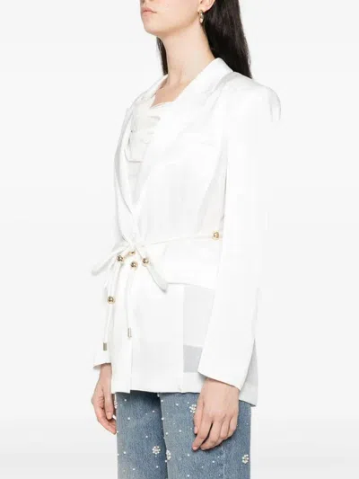 Pinko Shiny Satin Blazer With Belt And Boule In Multi