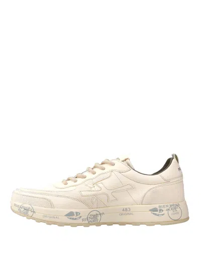 Premiata Nous Leather Sneakers In Neutral