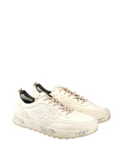 Premiata Nous Leather Sneakers In Neutral
