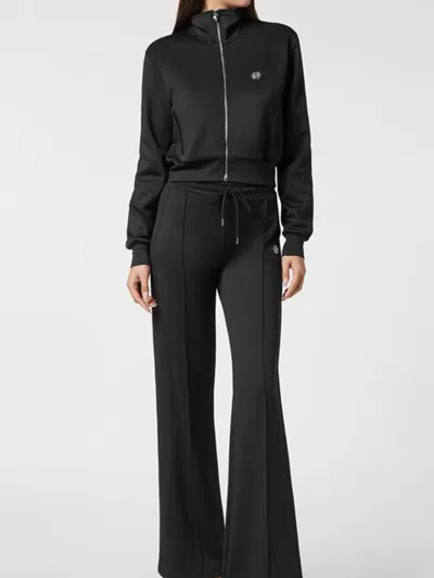 Philipp Plein Zip-fastening Logo-plaque Jacket In Black