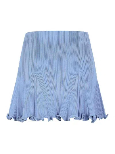 Self-portrait Pearl Skirt In Light Blue Viscose Blend In Blue