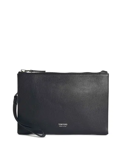 Tom Ford Black Leather Document Holder In Black