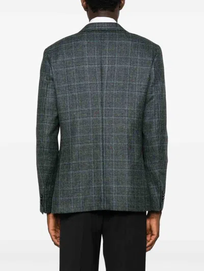 Zegna Plaid-pattern Jacket In Blue