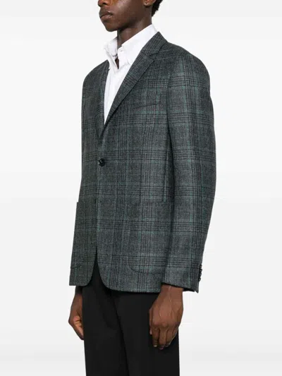 Zegna Plaid-pattern Jacket In Blue