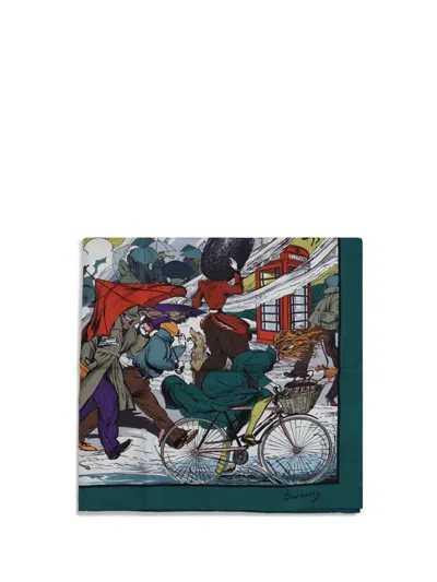 Burberry Women Raining Cats And Dogs Silk Scarf In Multi