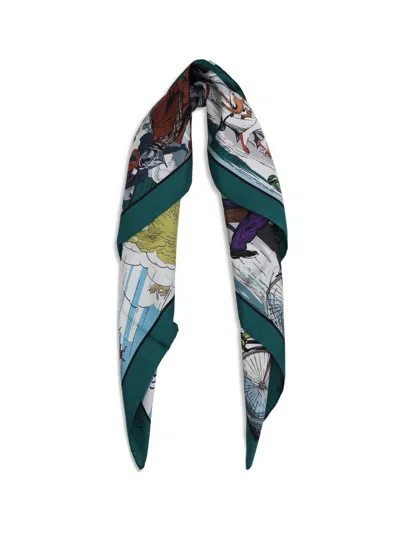 Burberry Women Raining Cats And Dogs Silk Scarf In Multi