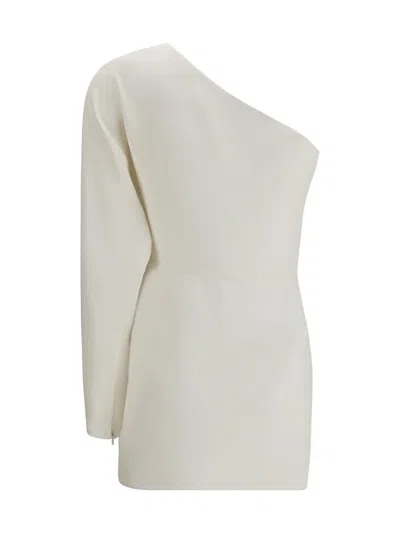 Valentino Asymmetric One-shoulder Silk-cady Mini Top In White