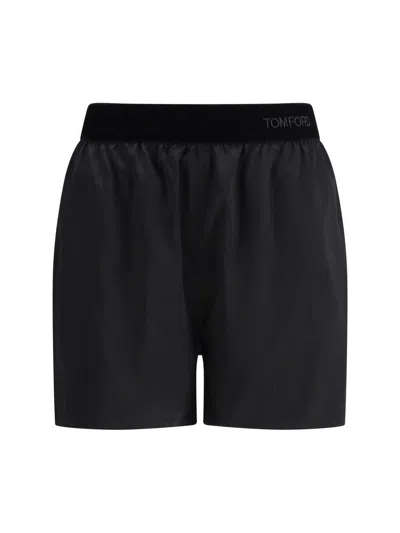 Tom Ford Elasticated-waistband Pajama Shorts In Black