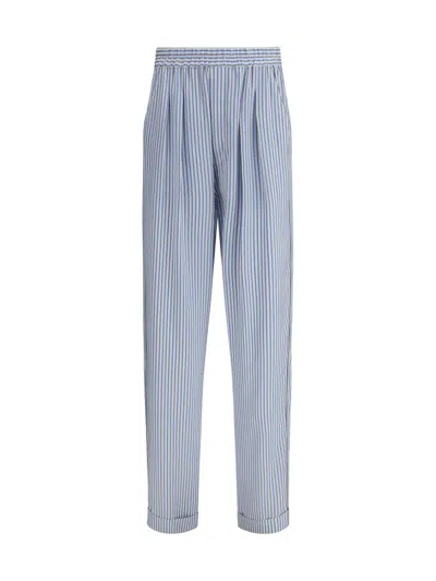 Tom Ford Striped Turn-up Hem Trousers In Blue