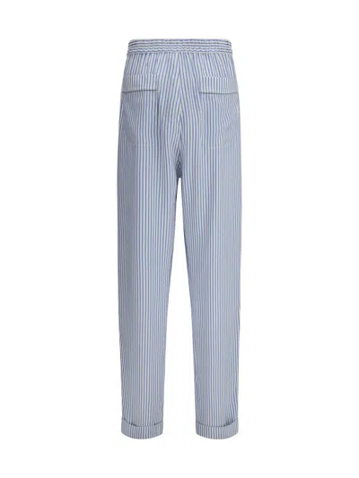 Tom Ford Striped Turn-up Hem Trousers In Blue