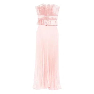 L'idée Pleated Ruffled Gown In Pink