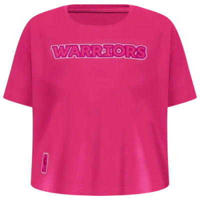 Pro Standard Girls   Golden State Warriors Triple Pink Ss Boxy Tee In Purple