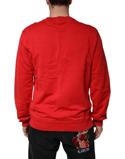 Pre-owned Dolce & Gabbana Red Logo Cotton Crew Neck Sweatshirt Men's Sweater ()