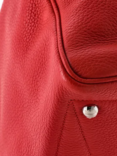 Pre-owned Hermes Victoria Ii Bag Clemence 35 Satchel In Red