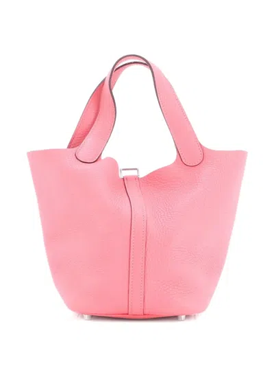 Pre-owned Hermes Picotin Lock Bag Clemence Pm Bucket Bag In Pink