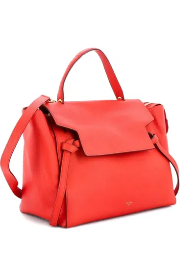 Pre-owned Celine Belt Bag Textured Leather Mini Shoulder Bag In Red