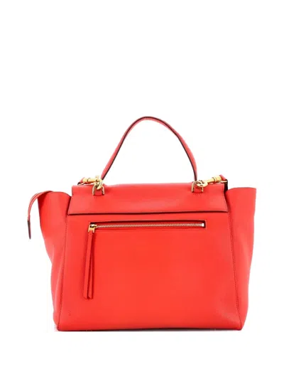 Pre-owned Celine Belt Bag Textured Leather Mini Shoulder Bag In Red