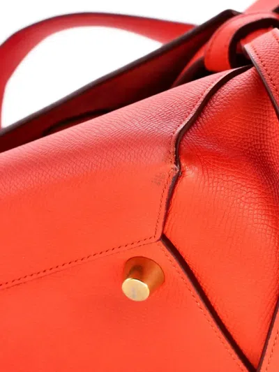 Pre-owned Celine Belt Bag Textured Leather Mini Shoulder Bag In Red