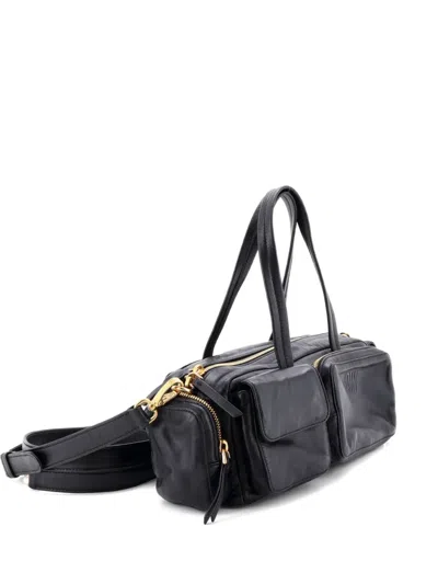 Pre-owned Miu Miu Multi Pocket Leather Shoulder Bag In Black