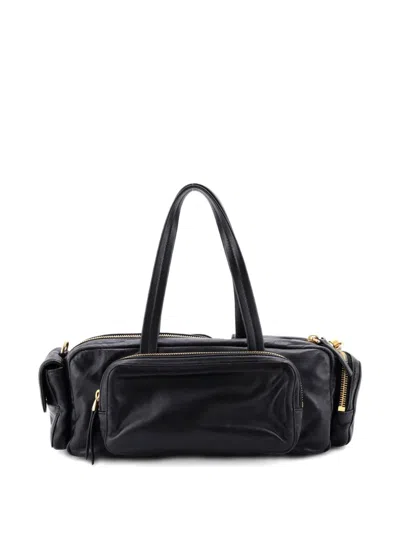 Pre-owned Miu Miu Multi Pocket Leather Shoulder Bag In Black