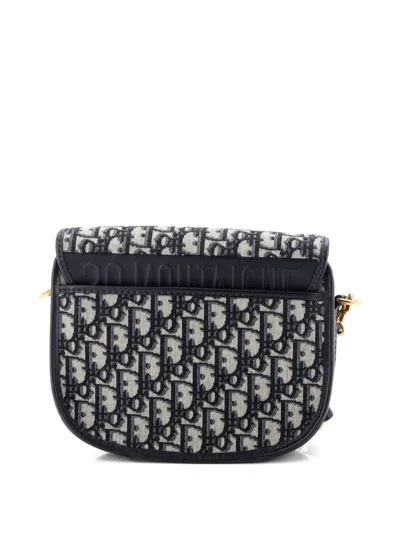 Pre-owned Dior Bobby Flap Bag Oblique Canvas Medium Crossbody Bag In Blue