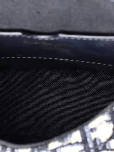 Pre-owned Dior Bobby Flap Bag Oblique Canvas Medium Crossbody Bag In Blue