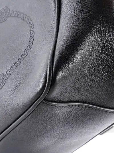 Pre-owned Prada Logo Camera Bag Embossed Leather Small Crossbody Bag In Black