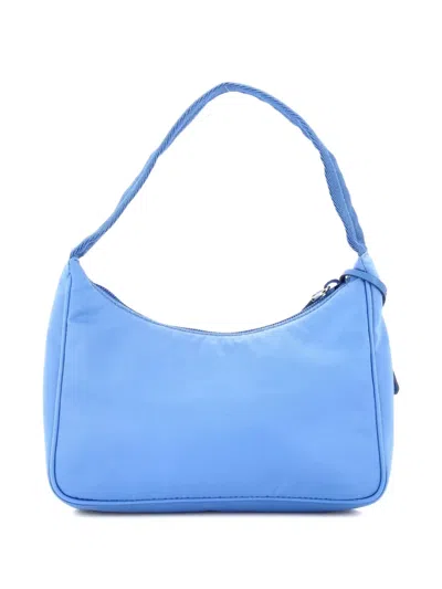 Pre-owned Prada Re-edition 2000 Tessuto Mini Hobo Bag In Blue