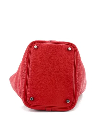 Pre-owned Hermes Picotin Lock Bag Clemence Pm Bucket Bag In Red