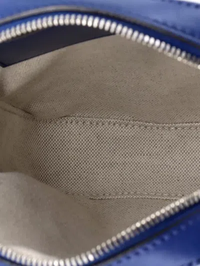 Pre-owned Gucci Sling Gg Embossed Perforated Leather Backpack In Blue