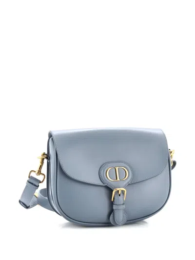 Pre-owned Dior Bobby Flap Bag Leather Medium Crossbody Bag In Blue