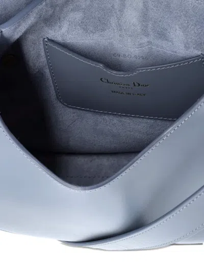 Pre-owned Dior Bobby Flap Bag Leather Medium Crossbody Bag In Blue