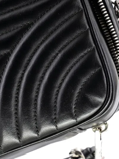 Pre-owned Prada Zip Around Top Handle Bag Diagramme Quilted Leather Medium Satchel In Black